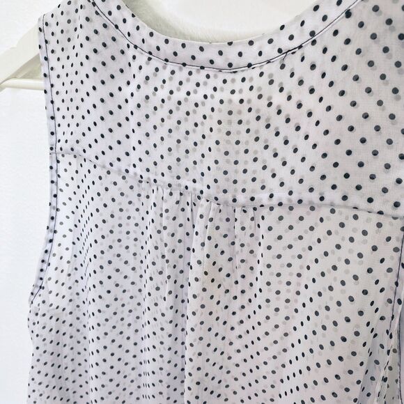 Bisou Bisou Shirt Womens Size M Polka Dot Black/White Sleeveless Elastic Hem - Picture 6 of 11